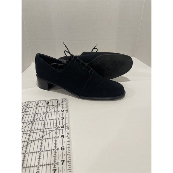 Stuart Weitzman Women's Black Lace-up Shoes Block Heel Fabric Gore-Tex Size 9 B - Picture 2 of 16
